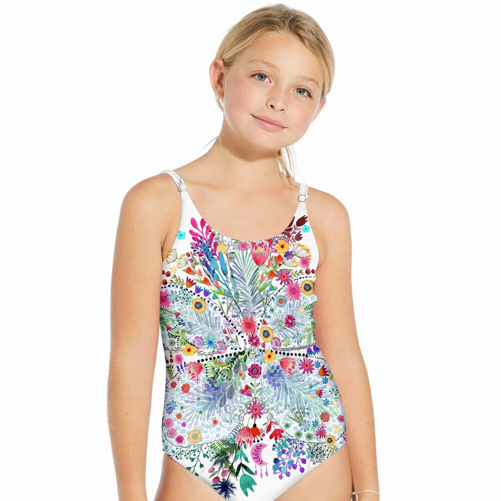 Stella Cove - Girls Blue Wildflower Swimsuit | Childrensalon Outlet
