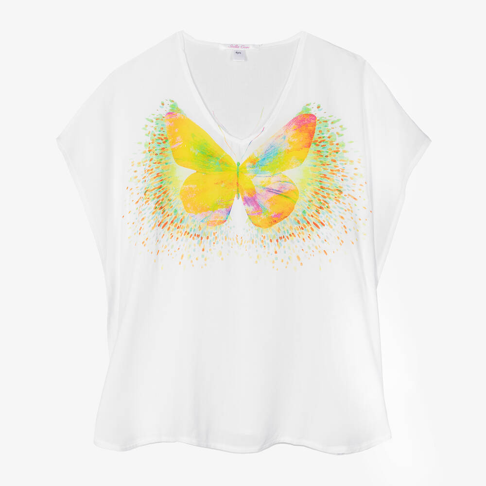 Stella Cove - Girls White Butterfly Kaftan | Childrensalon