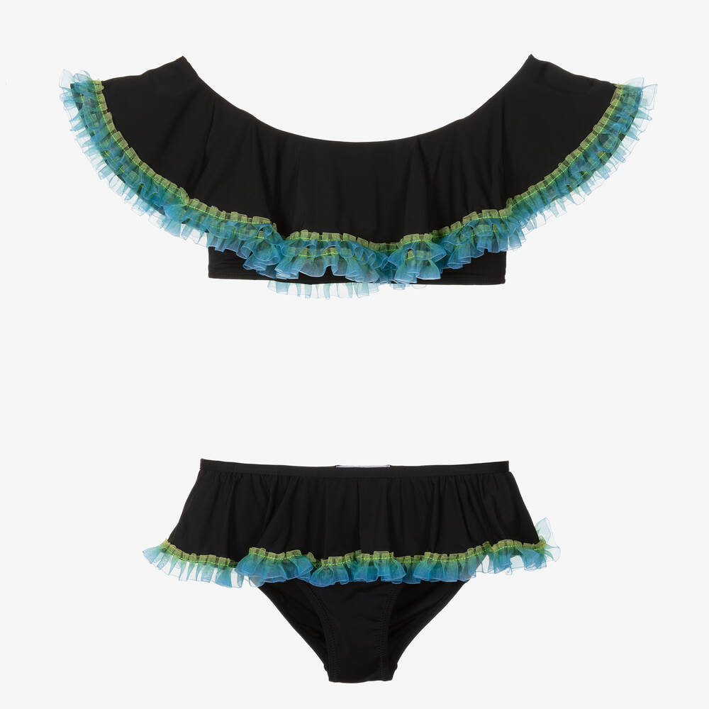 Stella Cove - Teen Girls Black Ruffle Bikini | Childrensalon