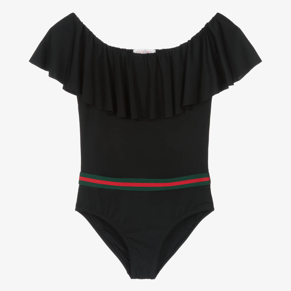 Stella Cove - Teen Girls Black Ruffle Swimsuit | Childrensalon