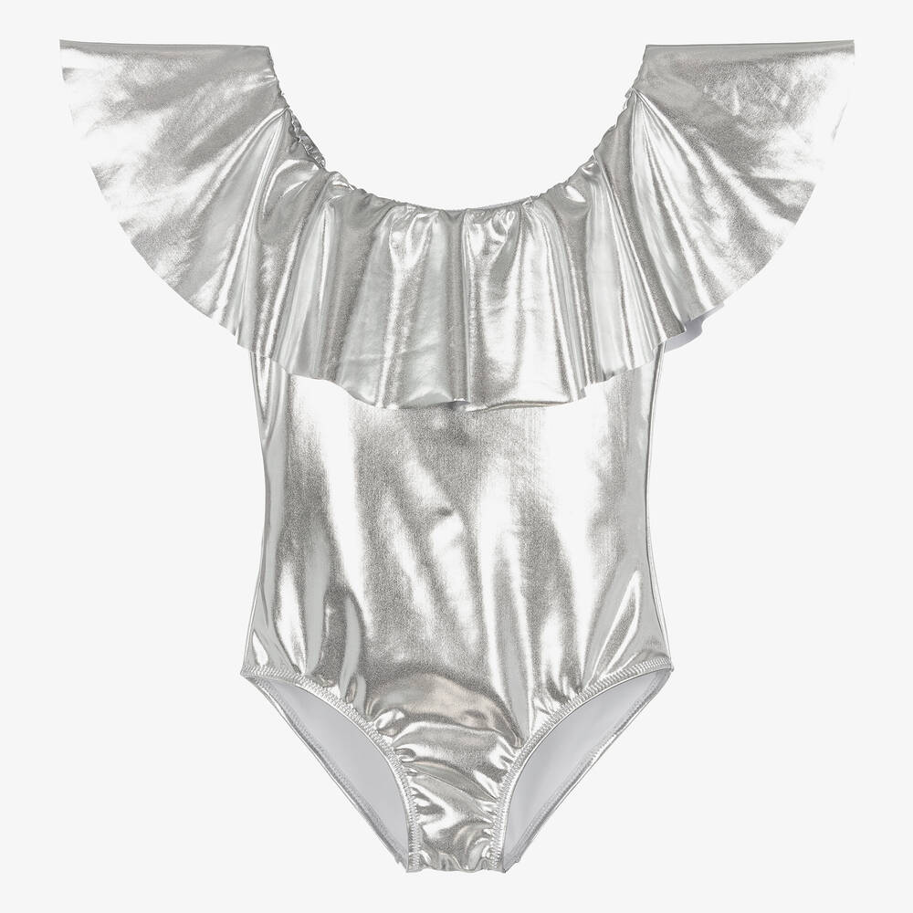 Stella Cove - Teen Girls Silver Ruffle Swimsuit | Childrensalon