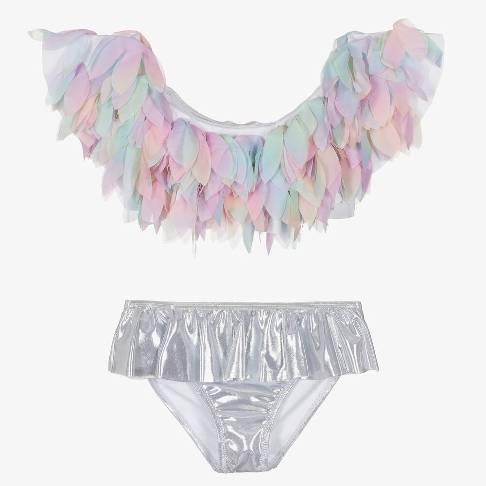 Stella Cove - Teen Girls Silver & White Bikini | Childrensalon