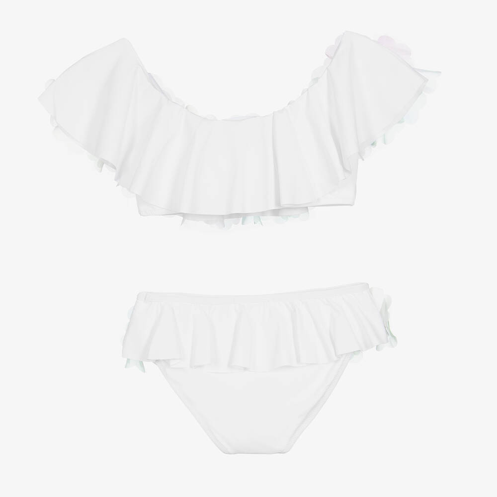 Stella Cove - Teen Girls White Floral Ruffle Bikini | Childrensalon Outlet