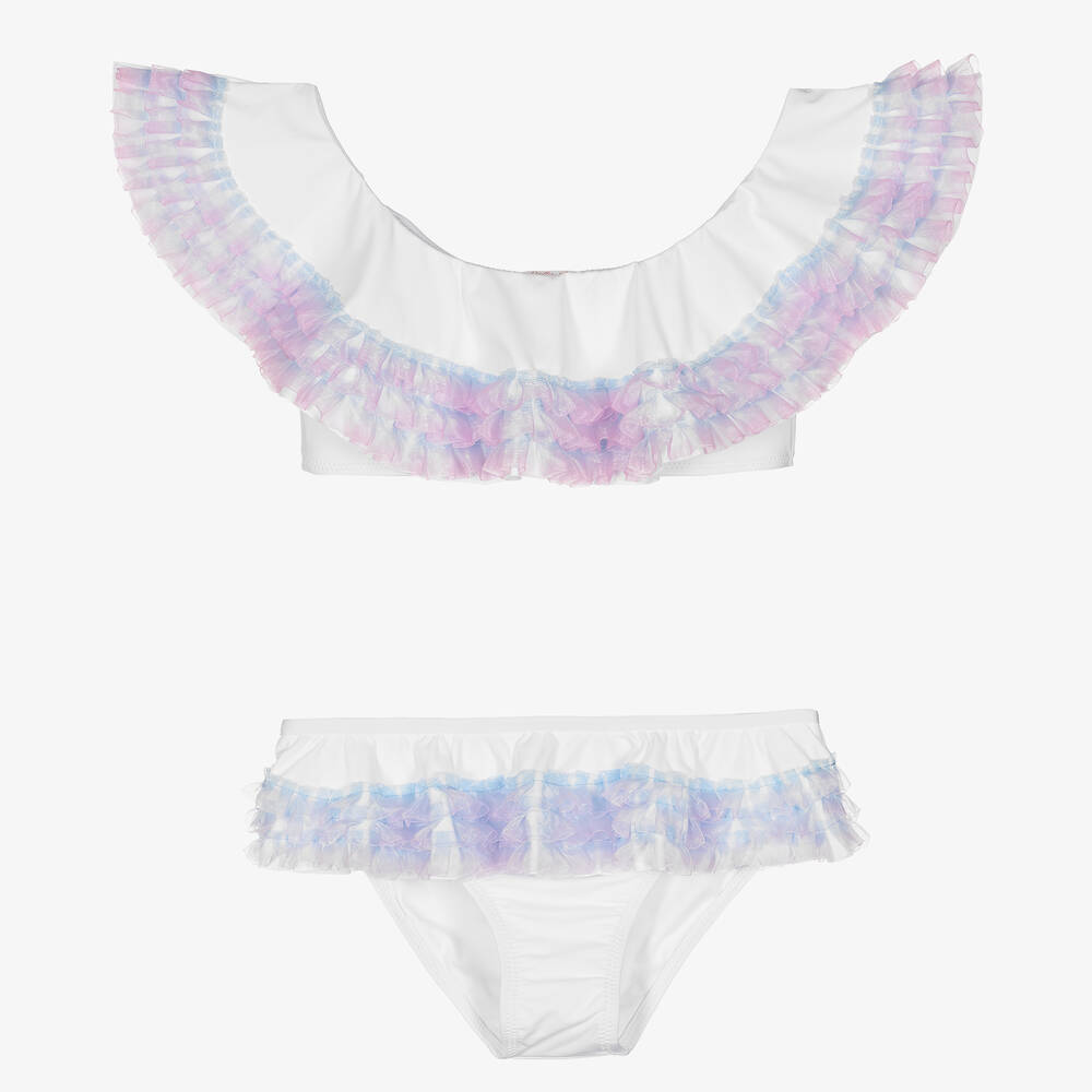 Stella Cove - Teen Girls White Frilled Bikini | Childrensalon