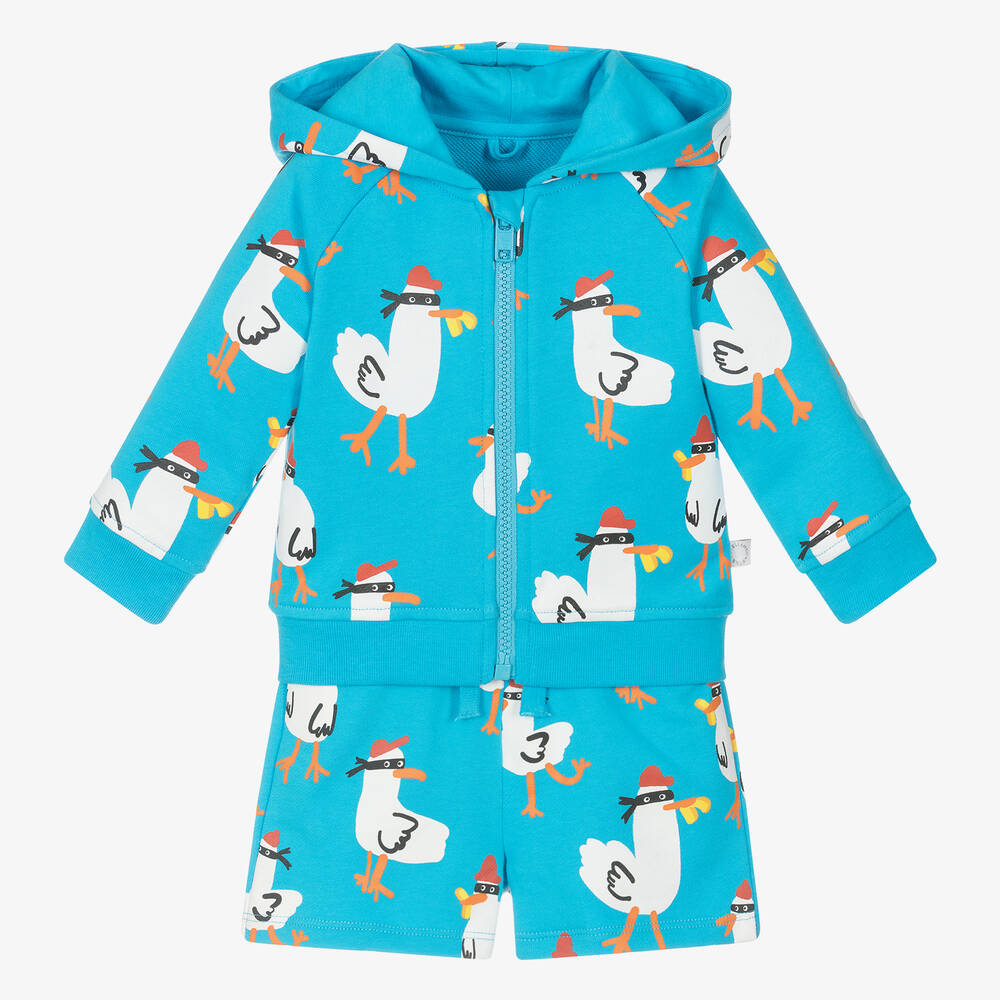 Stella McCartney Kids - Boys Blue Organic Cotton Seagull Tracksuit | Childrensalon