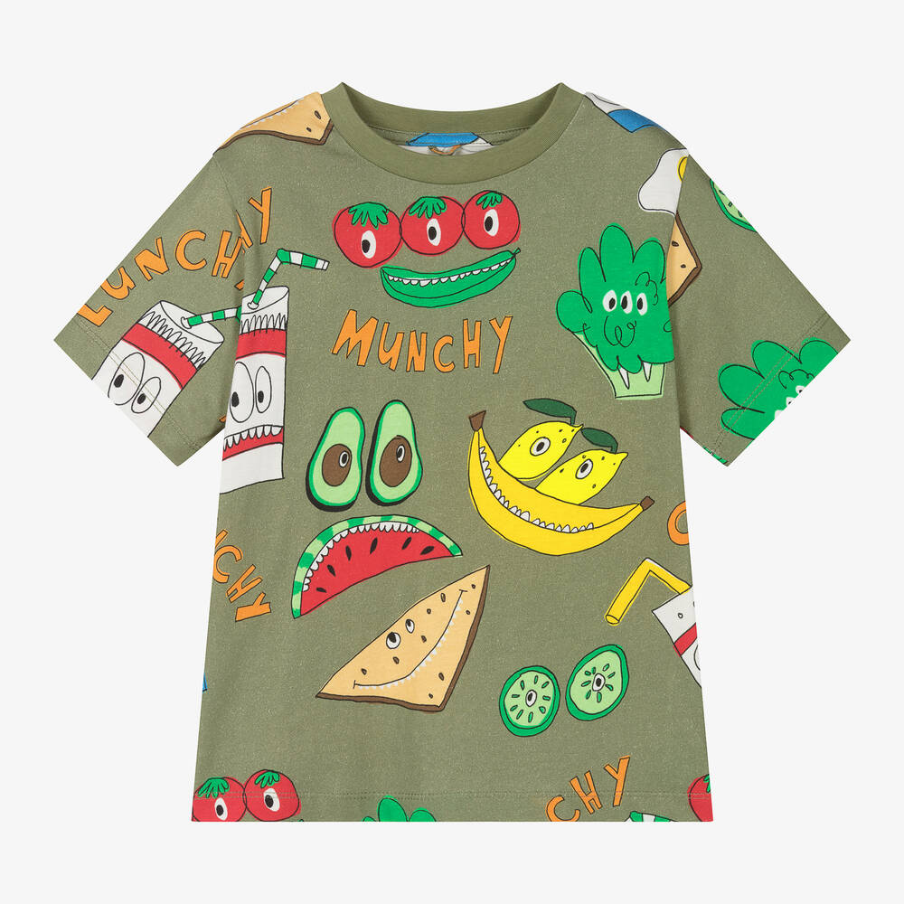 Stella McCartney Kids - T-shirt vert en coton bio à fruits | Childrensalon