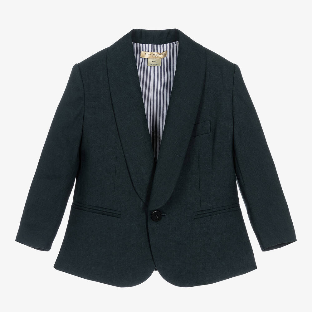 Stella McCartney Kids - Boys Navy Blue Linen Blazer | Childrensalon