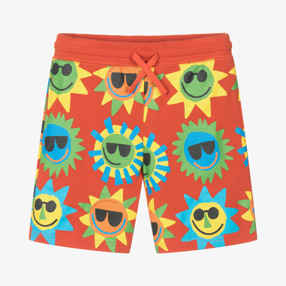 Stella McCartney Kids - Boys Red Sun Organic Cotton Shorts | Childrensalon