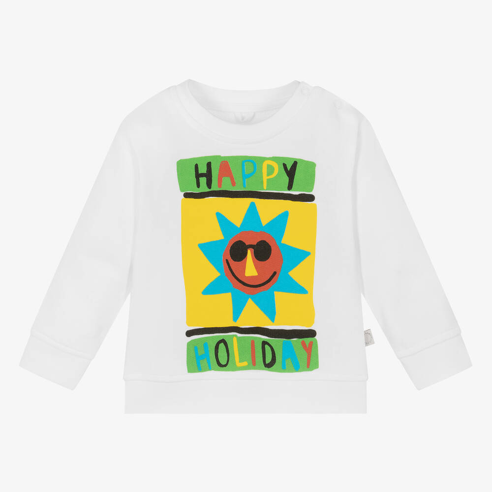 Stella McCartney Kids - Белый свитшот из органического хлопка с солнцем для мальчиков | Childrensalon