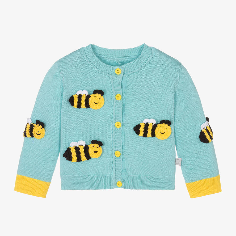 Stella McCartney Kids - كارديغان قطن عضوي محبوك لون أزرق أكوا | Childrensalon