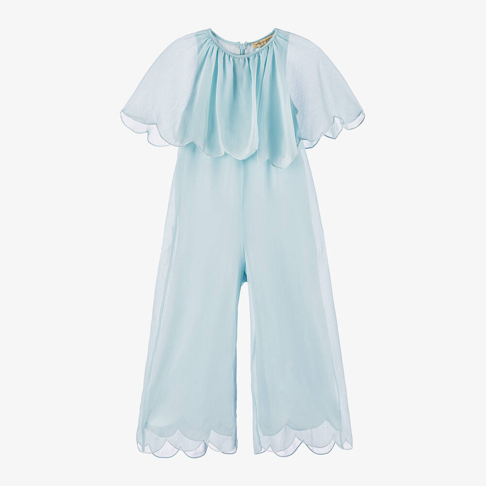 Stella McCartney Kids - جمبسوت شيفون كريب لون أزرق باستيل للبنات | Childrensalon