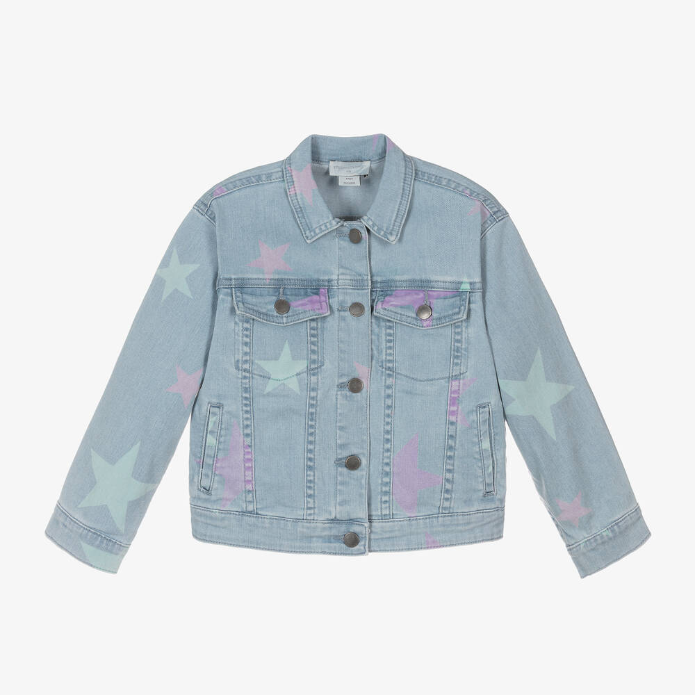 Stella McCartney Kids - Girls Blue Star Print Denim Jacket | Childrensalon