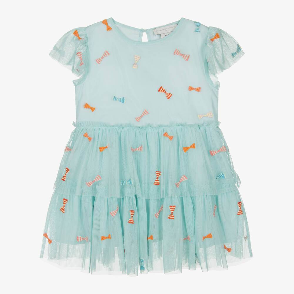 Stella McCartney Kids - Girls Blue Tulle Bows Dress | Childrensalon