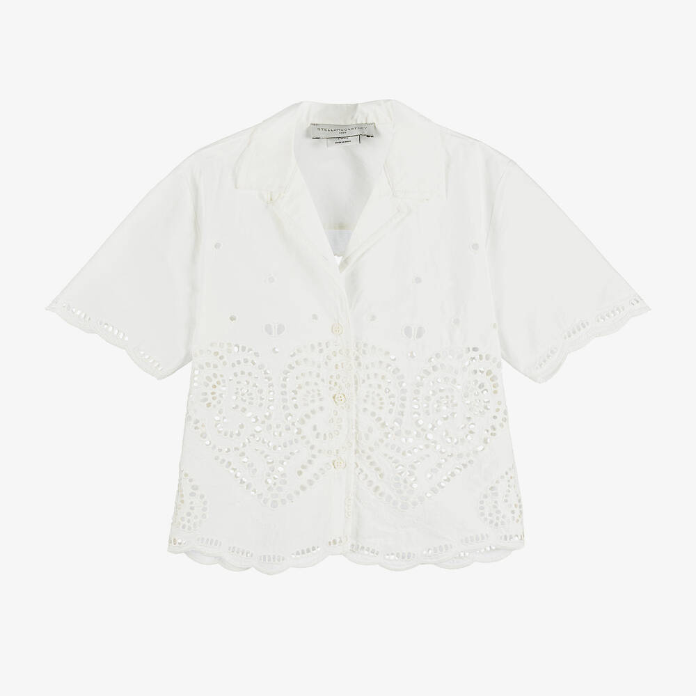 Stella McCartney Kids - Girls Ivory Broderie Anglaise Blouse   | Childrensalon