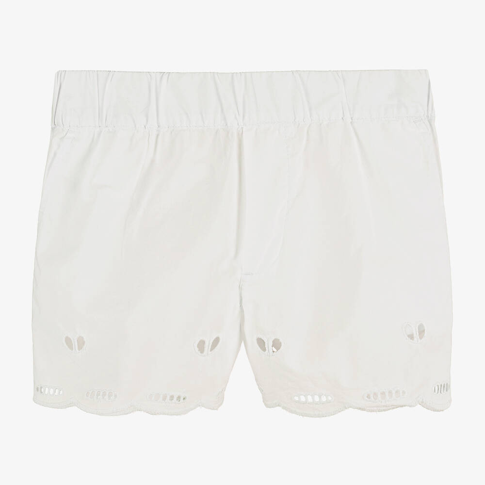 Stella McCartney Kids - Girls Ivory Broderie Anglaise Shorts | Childrensalon