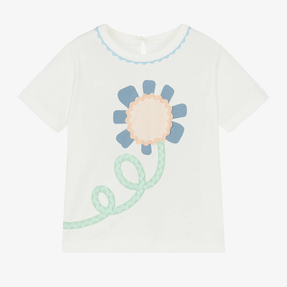 Stella McCartney Kids - تيشيرت قطن عضوي لون عاجي للبنات | Childrensalon