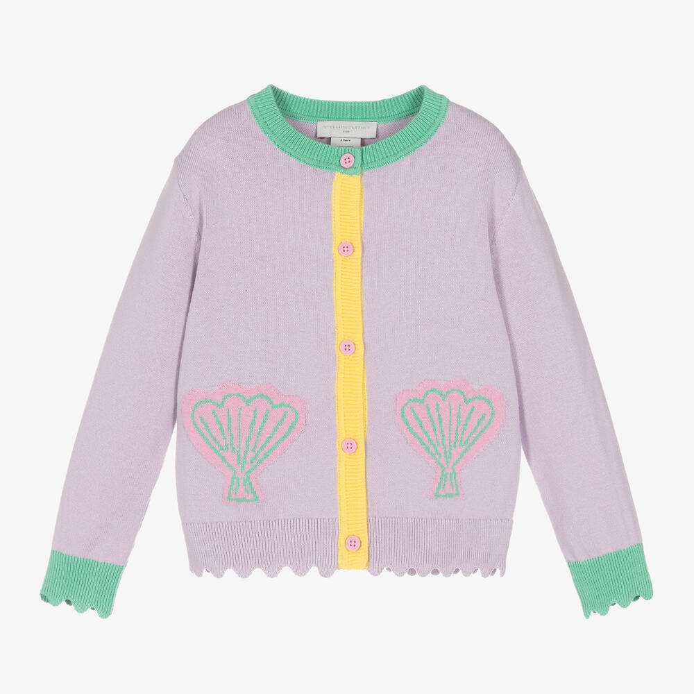 Stella McCartney Kids - Фиолетовый хлопковый кардиган с ракушками | Childrensalon