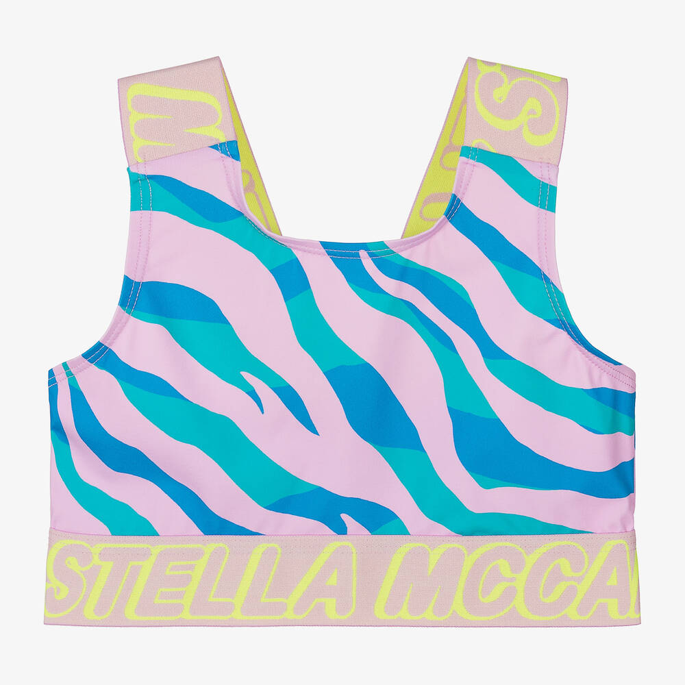 Stella McCartney Kids - Girls Pink & Blue Sports Top | Childrensalon