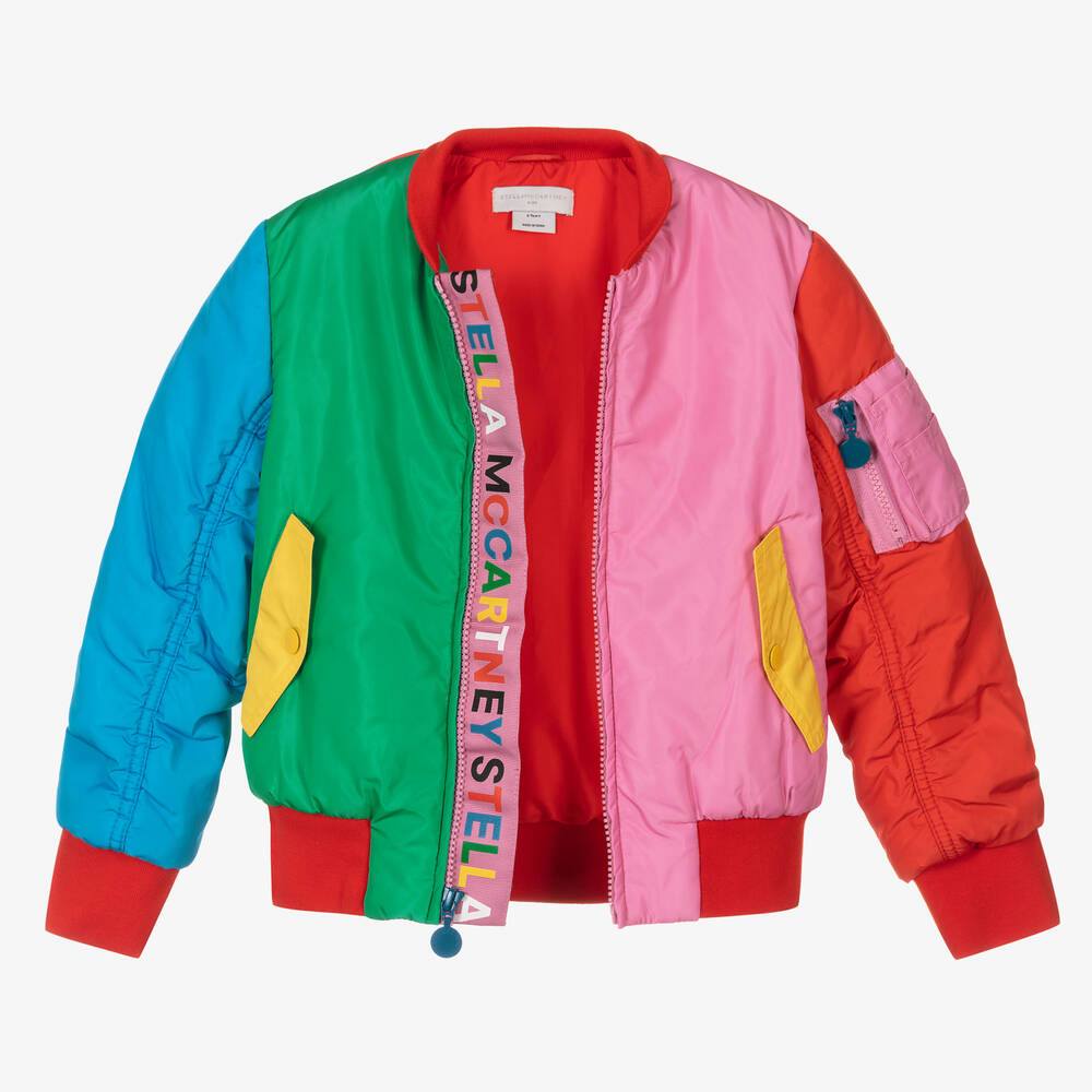 Stella McCartney Kids - Розовая куртка-бомбер с цветовыми блоками |  Childrensalon Outlet