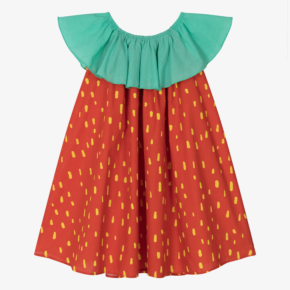 Stella McCartney Kids - Robe rouge en coton fille | Childrensalon