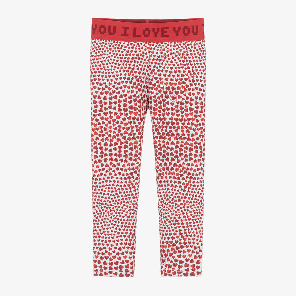 Stella McCartney Kids - Girls Red Heart Print Leggings (UPF50+) | Childrensalon