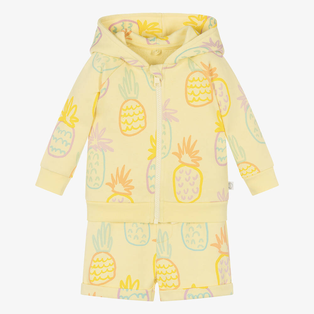 Stella McCartney Kids - Girls Yellow Cotton Short Tracksuit | Childrensalon