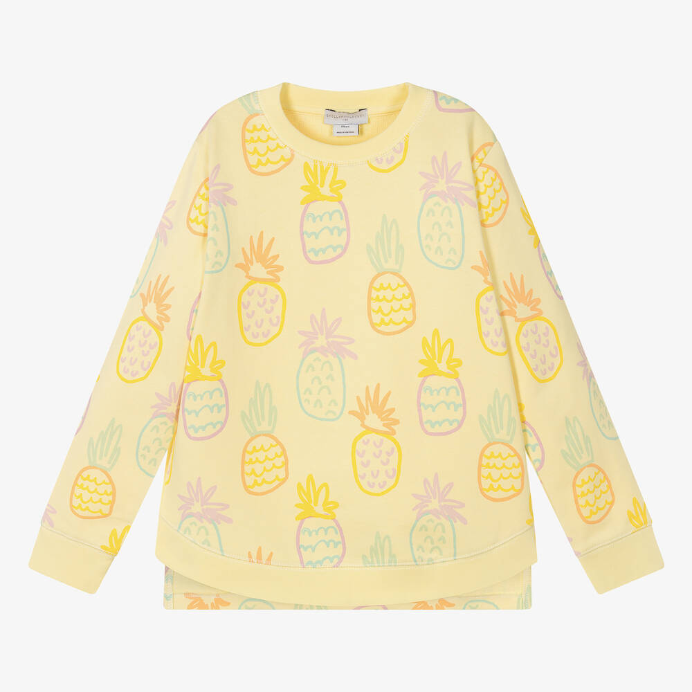 Stella McCartney Kids - سويتشيرت قطن عضوي لون أصفر باستيل للبنات | Childrensalon