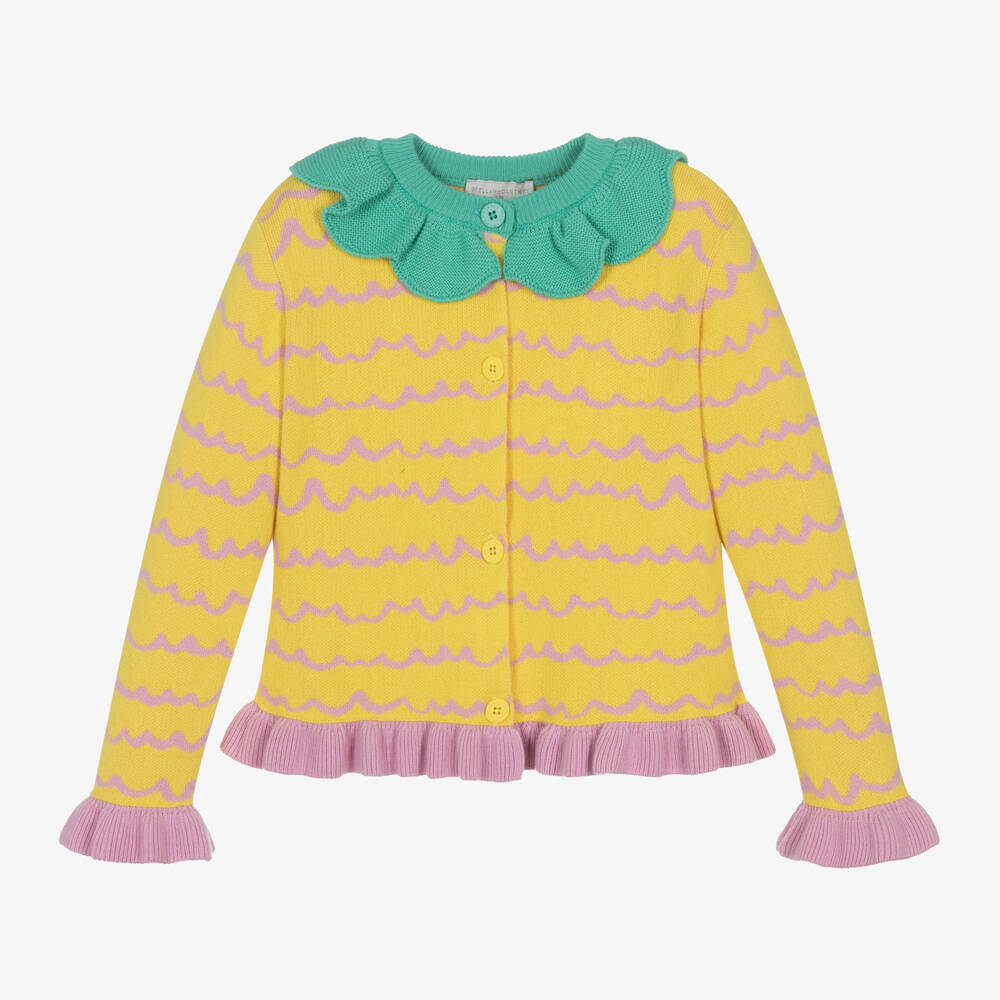 Stella McCartney Kids - كارديغان قطن عضوي محبوك لون أصفر للبنات | Childrensalon