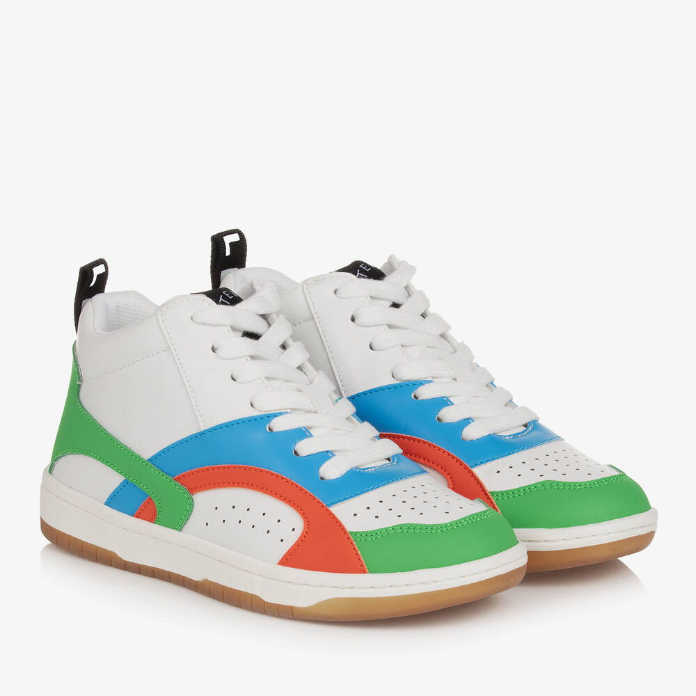 Stella McCartney Kids - Teen Boys White Faux Leather High-Top Trainers | Childrensalon