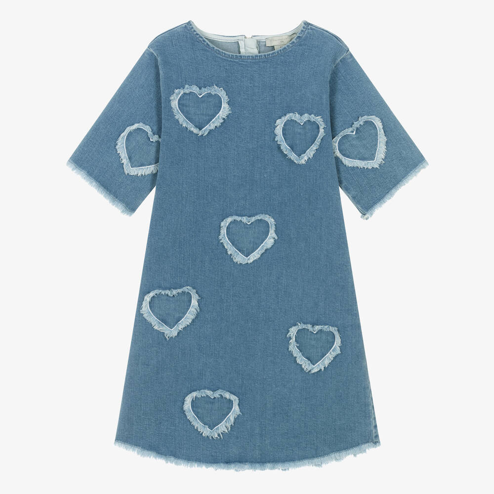 Stella McCartney Kids - فستان قطن عضوي دنيم لون أزرق للمراهقات | Childrensalon