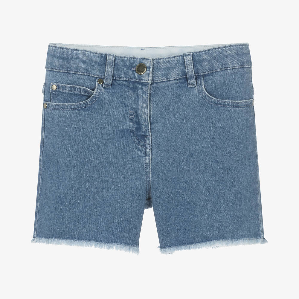 Stella McCartney Kids - Teen Girls Blue Denim Heart Shorts | Childrensalon