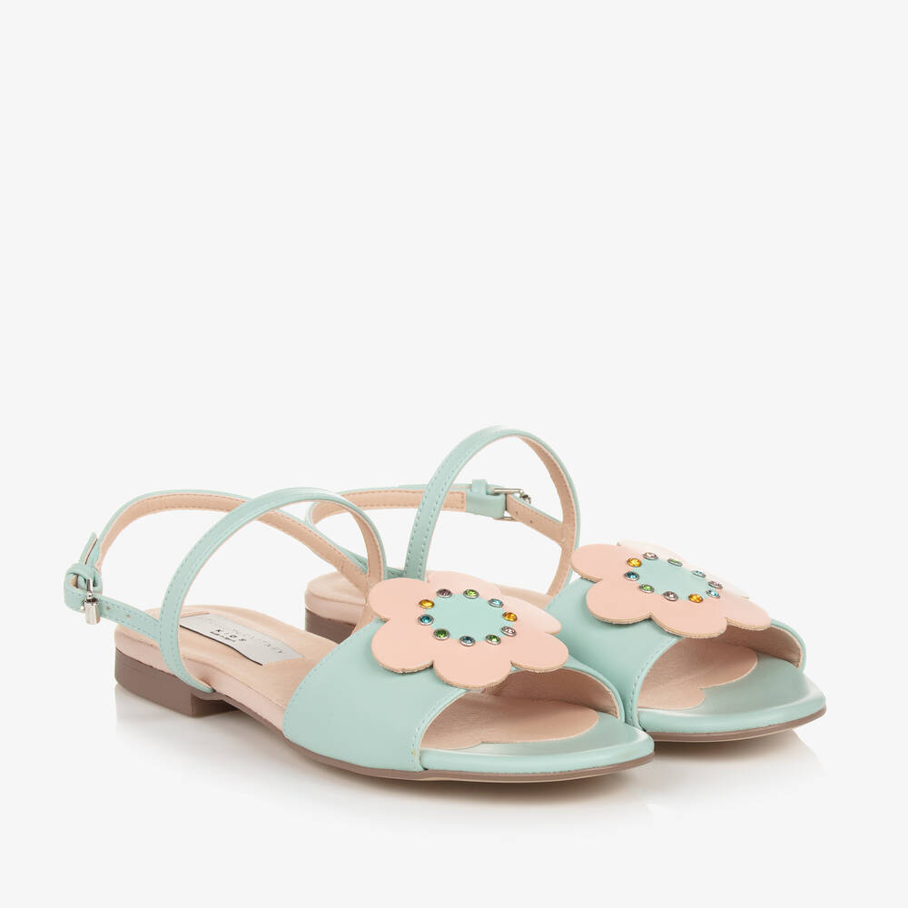 Stella McCartney Kids - Sandales vertes et roses à fleur ado | Childrensalon