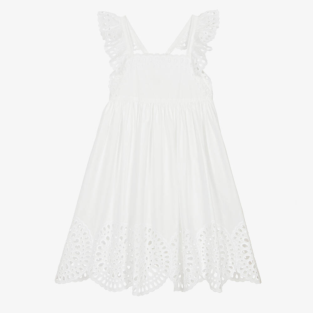 Stella McCartney Kids - Teen Girls Ivory Broderie Anglaise Dress | Childrensalon