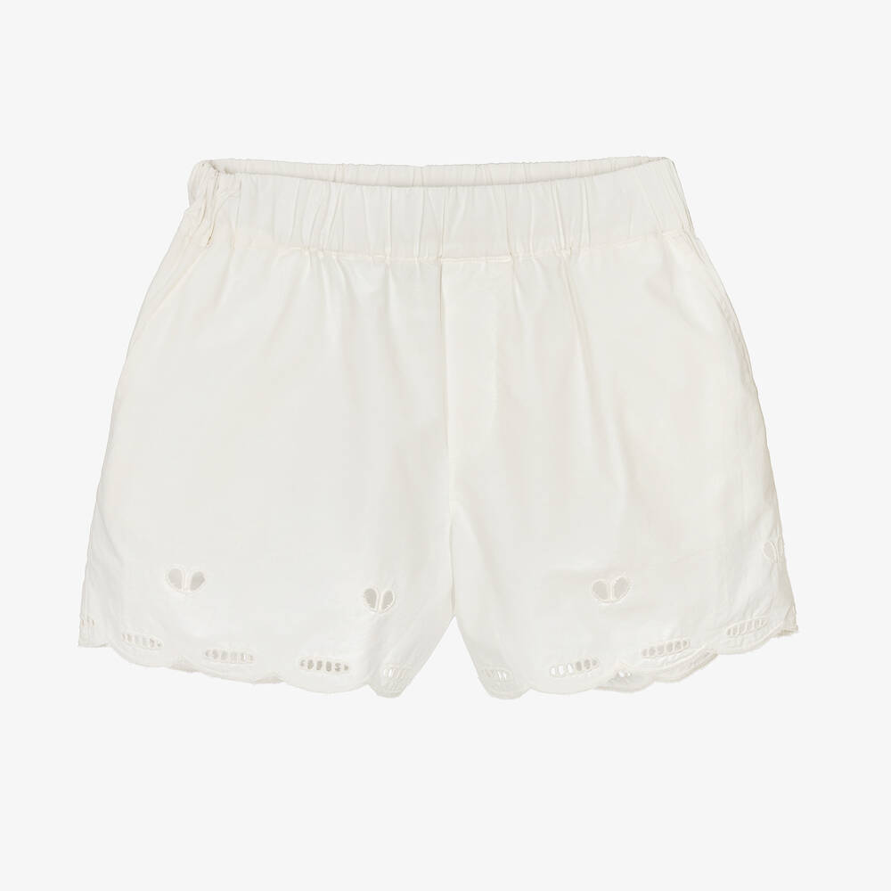 Stella McCartney Kids - Teen Girls Ivory Embroidered Cotton Shorts | Childrensalon