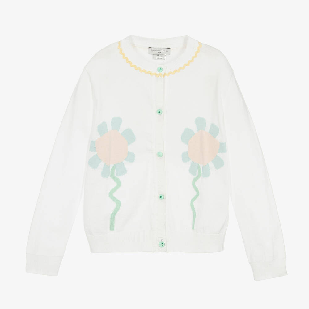 Stella McCartney Kids - Teen Girls Ivory Floral Cotton Cardigan | Childrensalon