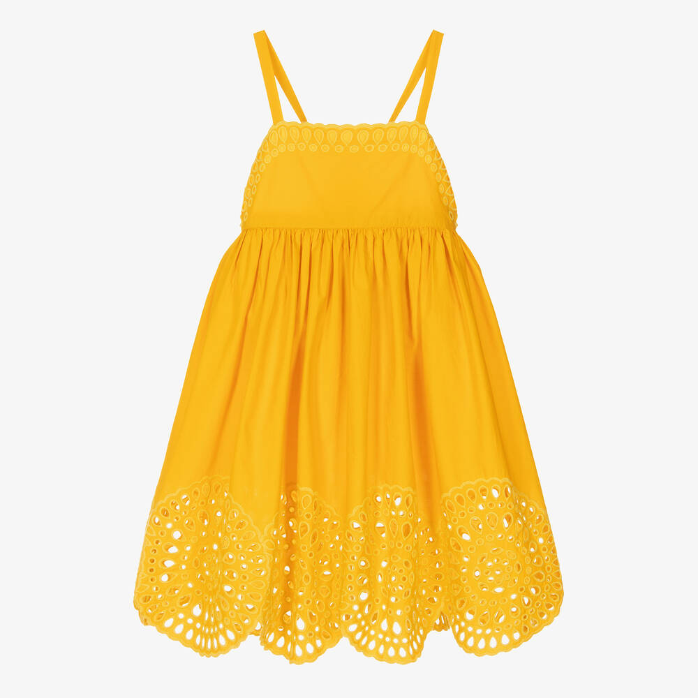 Stella McCartney Kids - Teen Girls Yellow Broderie Anglaise Dress | Childrensalon