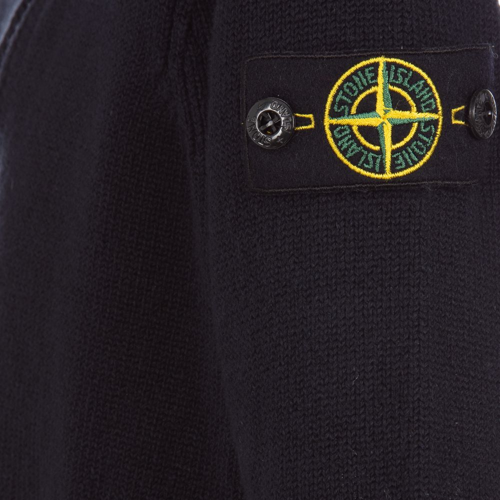 Stone Island Junior - Blue Knitted Logo Zip-Up Top | Childrensalon Outlet