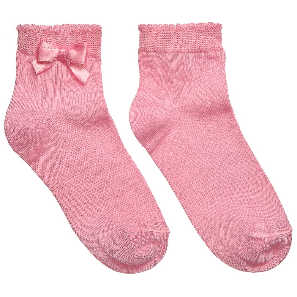 Story Loris - Girls Pink Socks with Bow | Childrensalon Outlet
