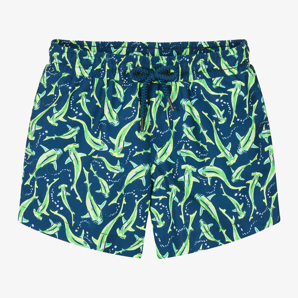 Sunuva - Boys Navy Blue Shark Swim Shorts | Childrensalon