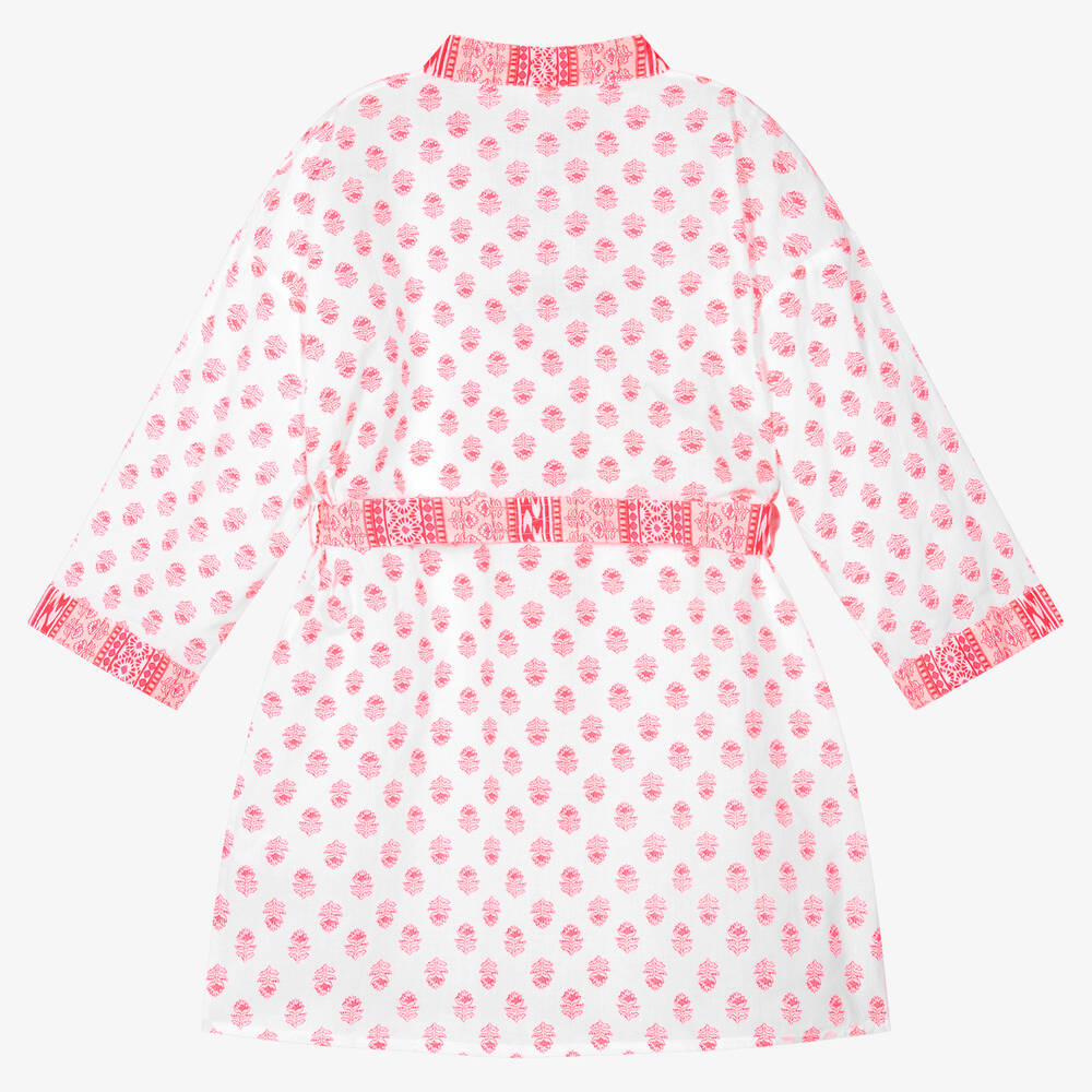 Sunuva - Girls Pink & White Cotton Robe | Childrensalon Outlet