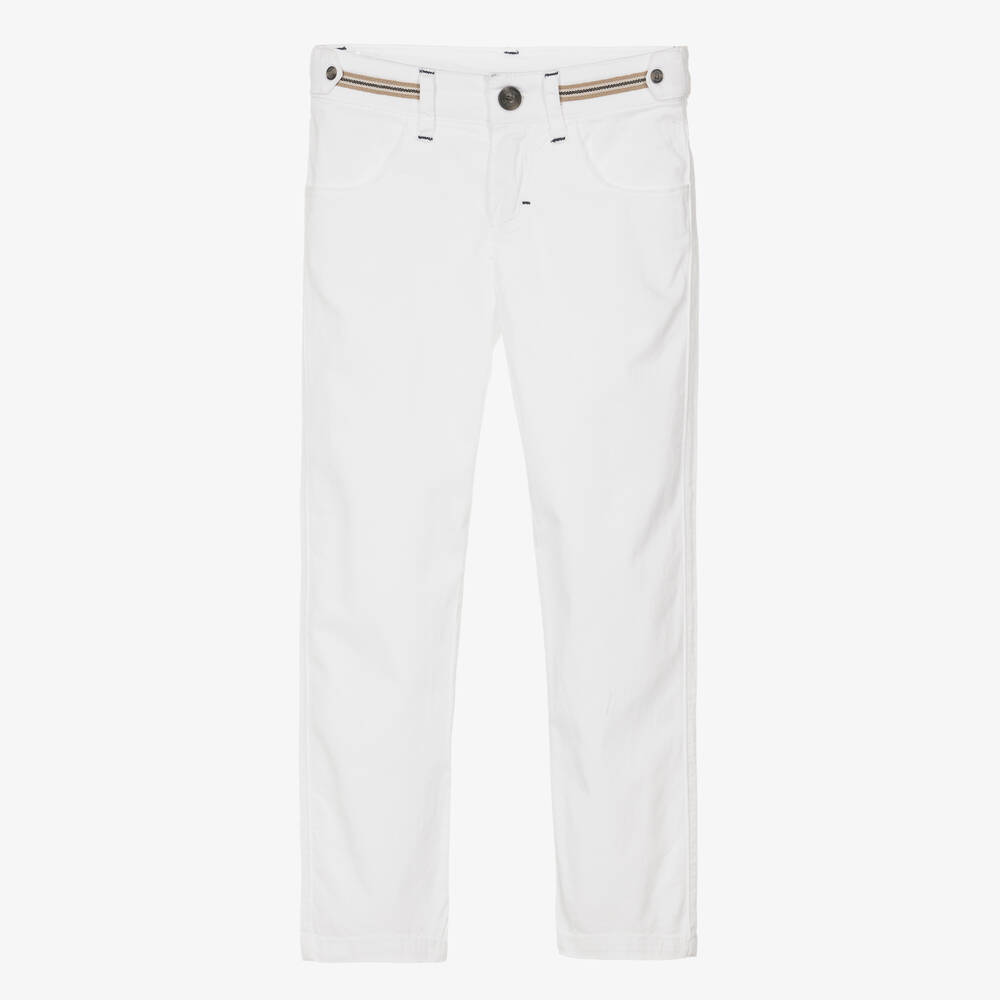 Tartine et Chocolat - Boys White Cotton Twill Trousers | Childrensalon