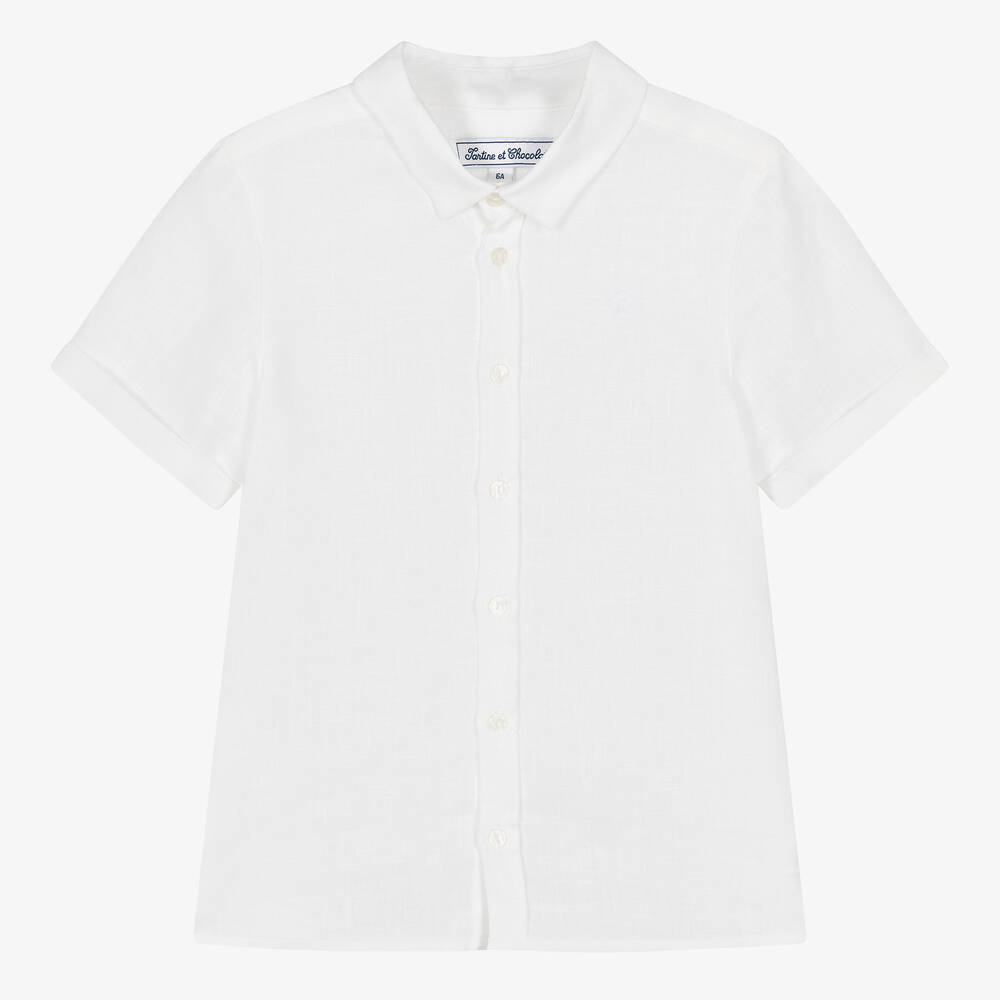 Tartine et Chocolat - Boys White Linen Shirt | Childrensalon