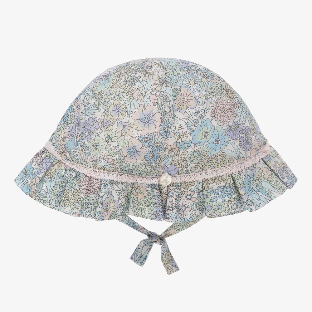 Tartine et Chocolat - Girls Blue Liberty Print Floral Hat | Childrensalon