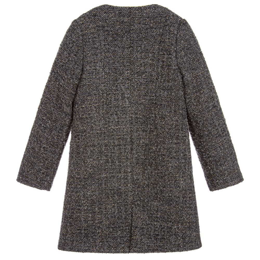 Tartine et Chocolat - Girls Grey Tweed Coat | Childrensalon Outlet