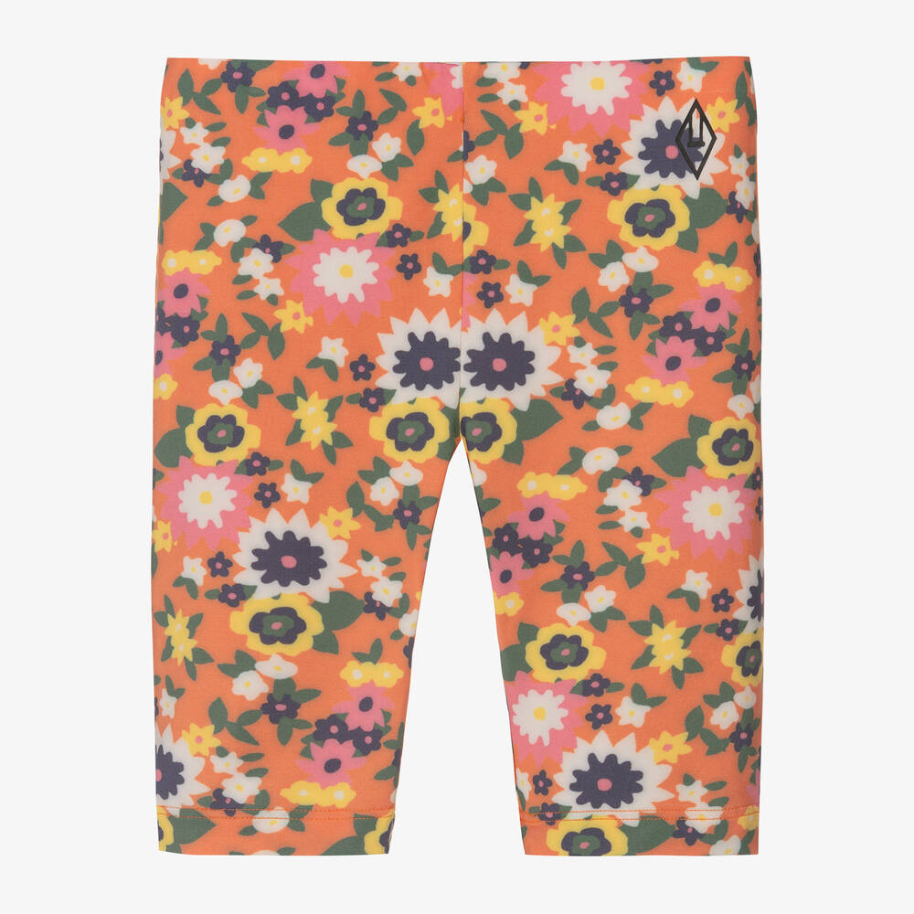 The Animals Observatory - Girls Orange Floral Cycling Shorts | Childrensalon