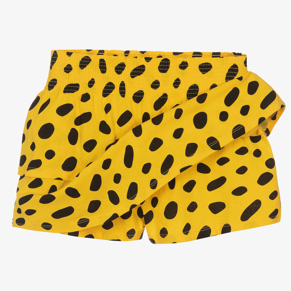 Patterned Cotton Shorts - Yellow/leopard print - Ladies