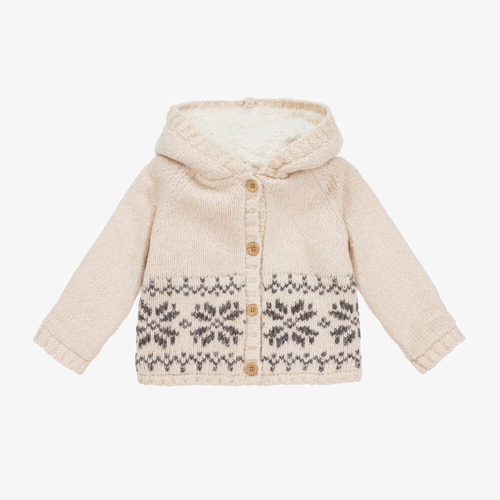 The Little Tailor - Ivory Knitted Fair Isle Jacket | Childrensalon