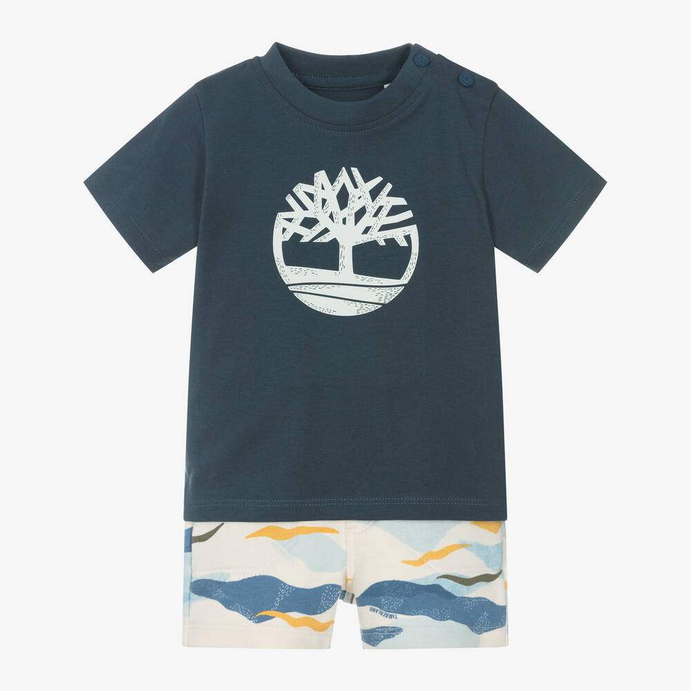 Timberland - Baby Boys Blue Camouflage Shorts Set | Childrensalon