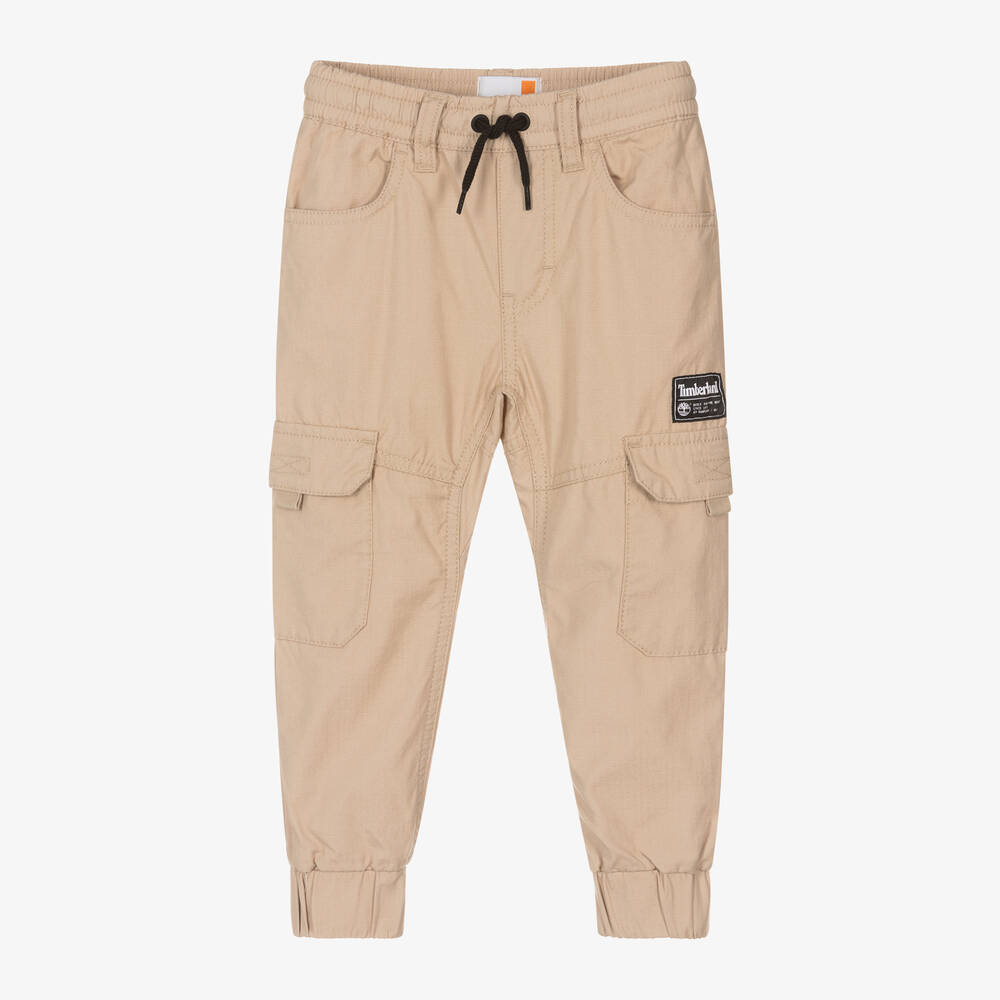 Timberland - Boys Beige Cotton Cargo Trousers | Childrensalon