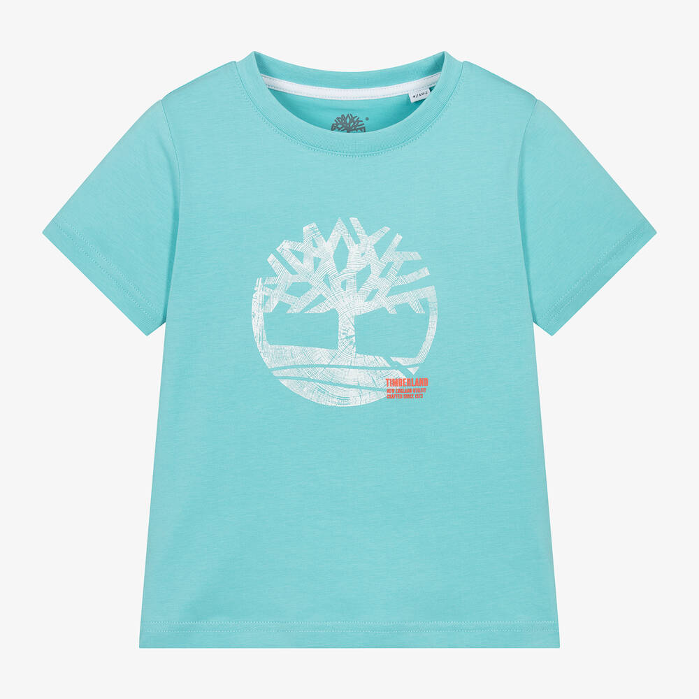 Timberland - Boys Blue Organic Cotton T-Shirt | Childrensalon